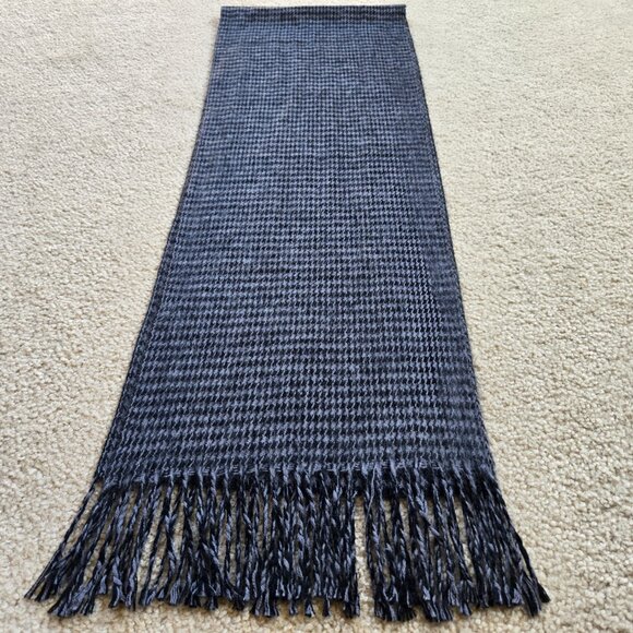 Black and Grey Cashmere Houndstooth Scarf Black Grey - Picture 5 of 10